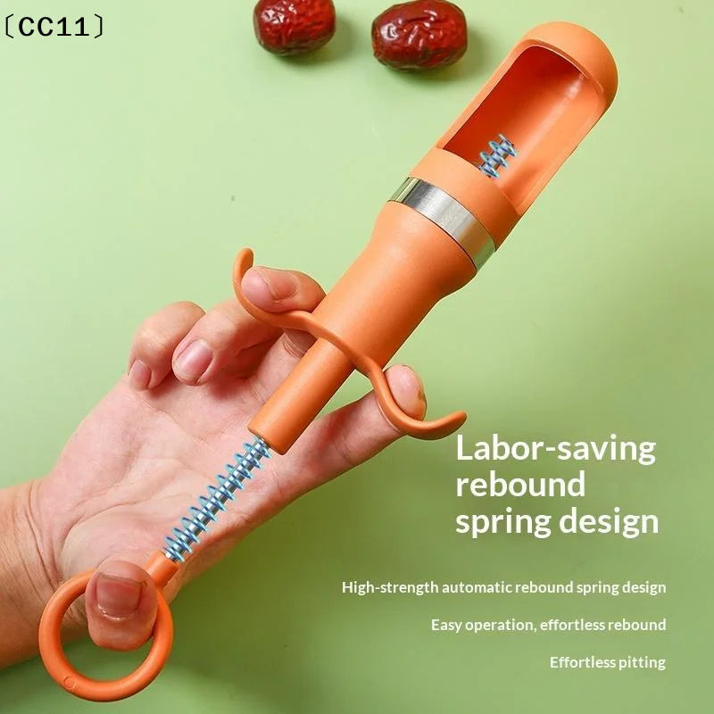 Cherry & Date Pitter Tool – 1-Second Pit Removal, Non-Slip Handle Fruit Pitter Tool Qme