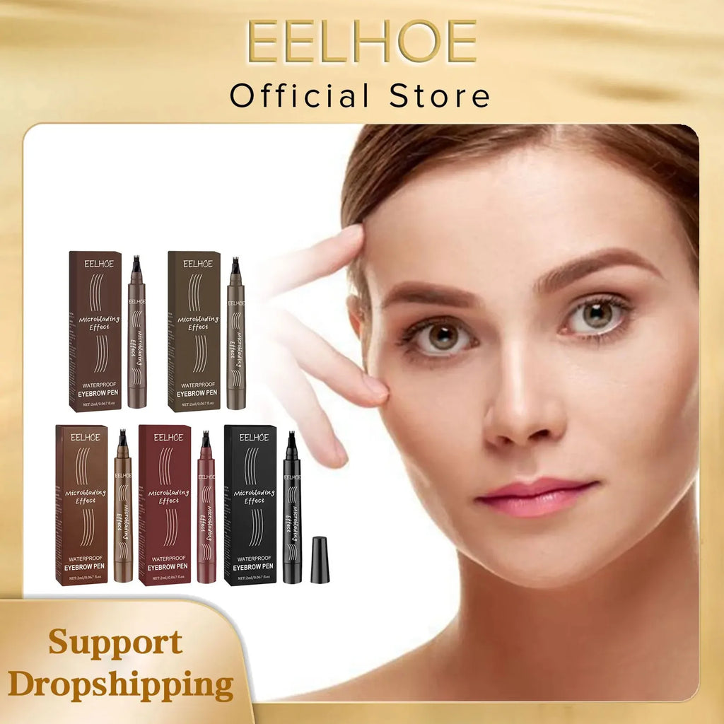 EELHOE 4-Point Microblading Eyebrow Pen – Waterproof, 5 Colors Eyebrow Makeup Pen Qst