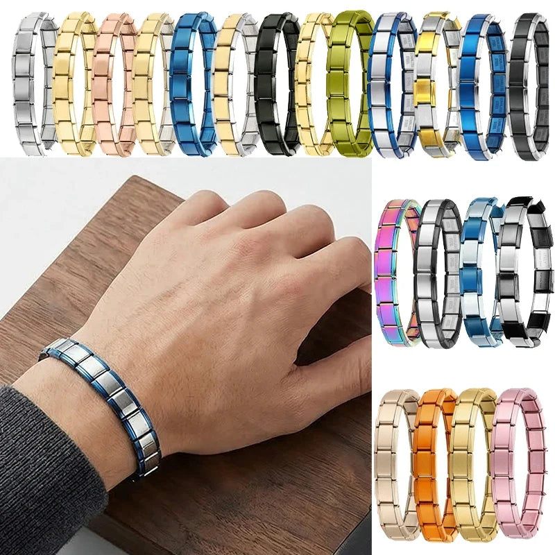 Italian Charms Elastic Link Bangle | Stainless Steel Bracelet Charm Link Bracelet Qme