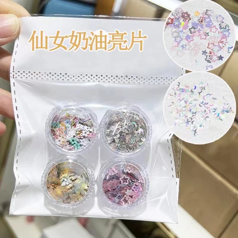 Fluorescent Nail Sequins – Moon Star Flower Heart Nail Art Nail Art Sequins Qme