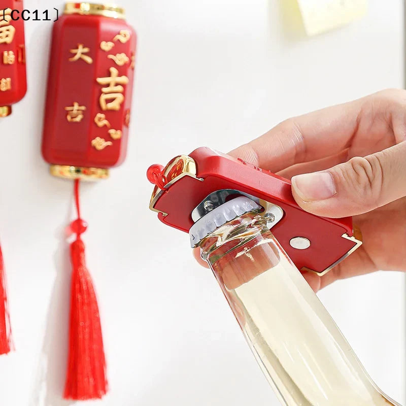 Lantern Fridge Magnet Bottle Opener 2-in-1 – Festive Kitchen Magnet Bottle Opener Qme