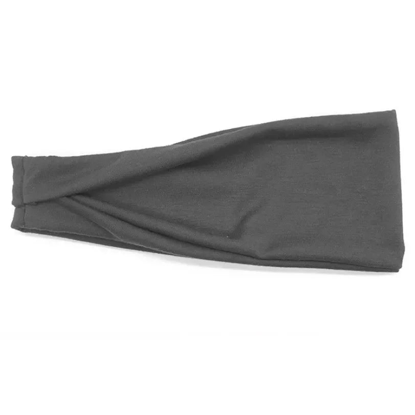 Women's Twisted Knot Cotton Wide Turban Headband – 19 Colors Turban Headband Qme Dark Grey 10cm-22cm