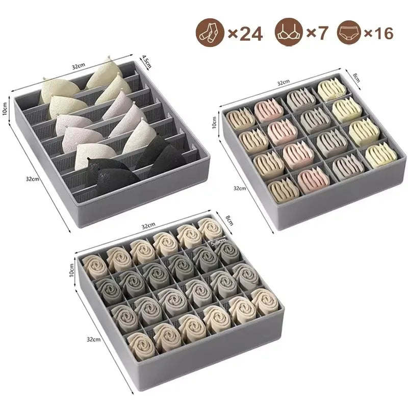 Non-Woven Fabric Underwear & Socks Drawer Organizer Set Drawer Storage Organizer Qme 2.0Three piece set