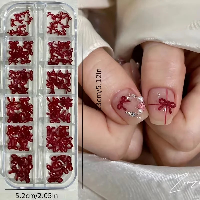 12-Compartment Christmas Wreath Nail Art Organizer | Burgundy Bow Nail Art Organizer Qme