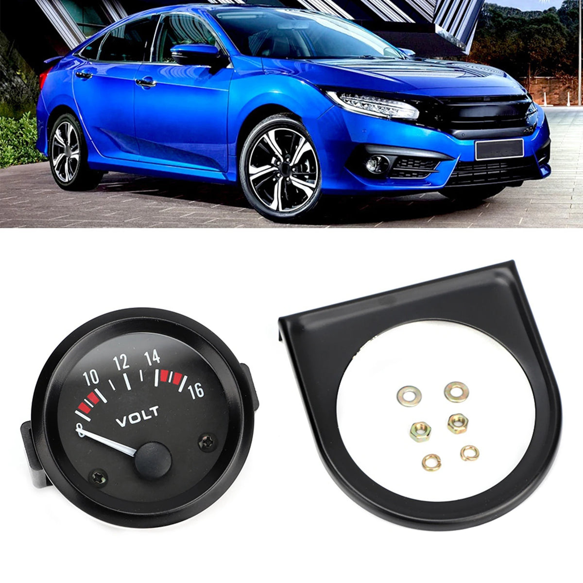 Car 12V Voltmeter Gauge 52mm 8-16V Aluminum – BX100007 Car Voltmeter Gauge Qst
