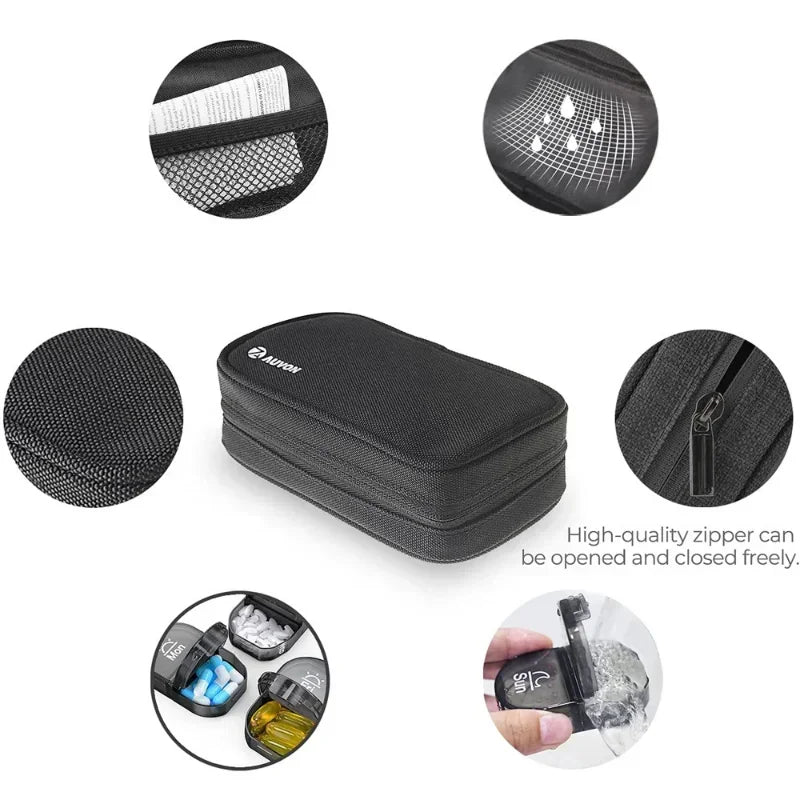 Weekly Pill Organizer 7-Day 2x Daily – 14 Compartment Travel Case Pill Organizer Case Qst