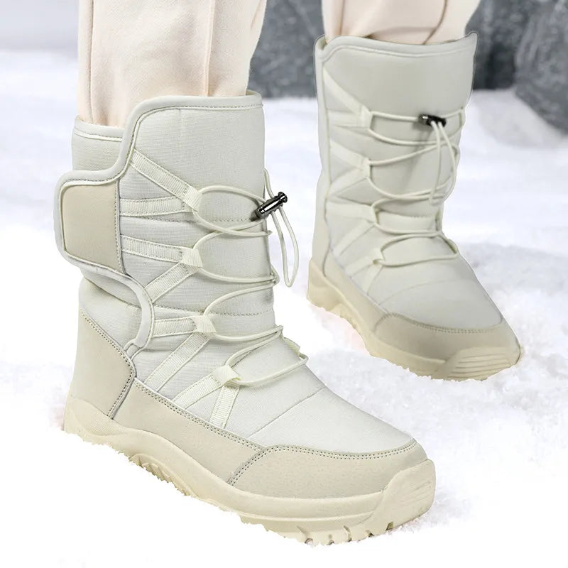 Women's Winter Plush Ankle Snow Boots – Slip-On Platform Women's Snow Boots Qst