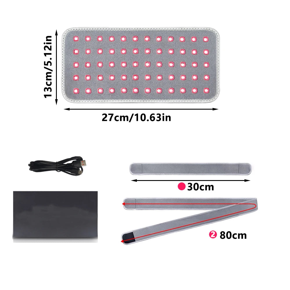 Jecaliz Red & Infrared LED Light Therapy Belt 660nm 850nm LED Light Therapy Belt Qst 60Leds With Box-B