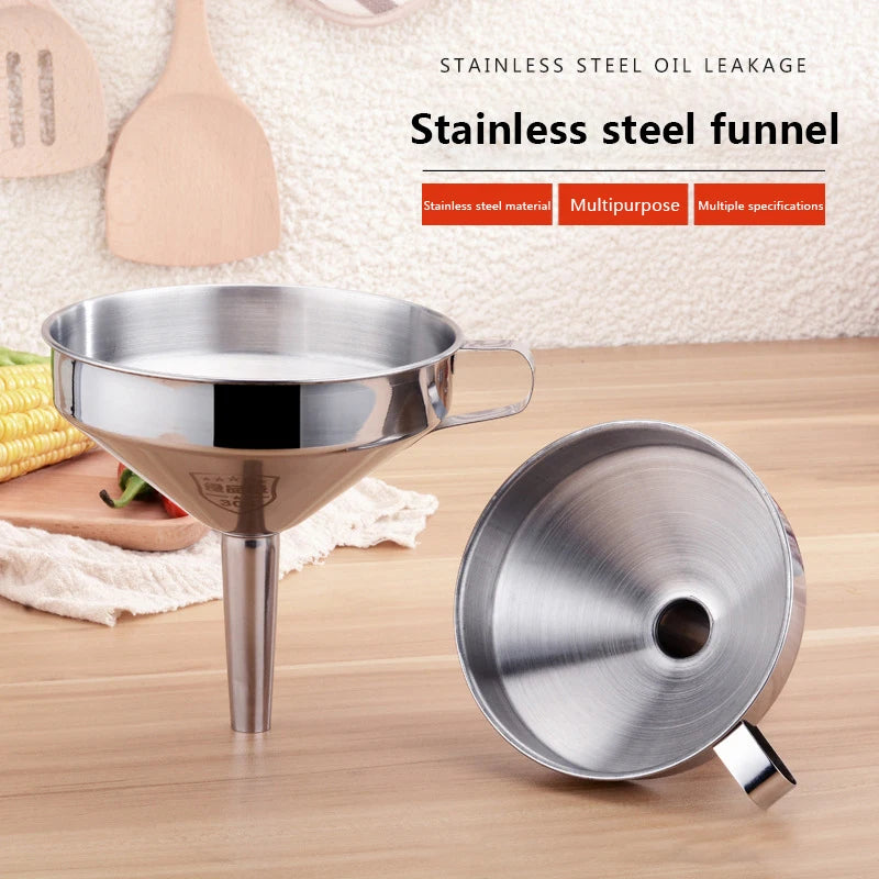304 Stainless Steel Kitchen Funnel with Strainer – 10/12/14cm Kitchen Funnel Qst