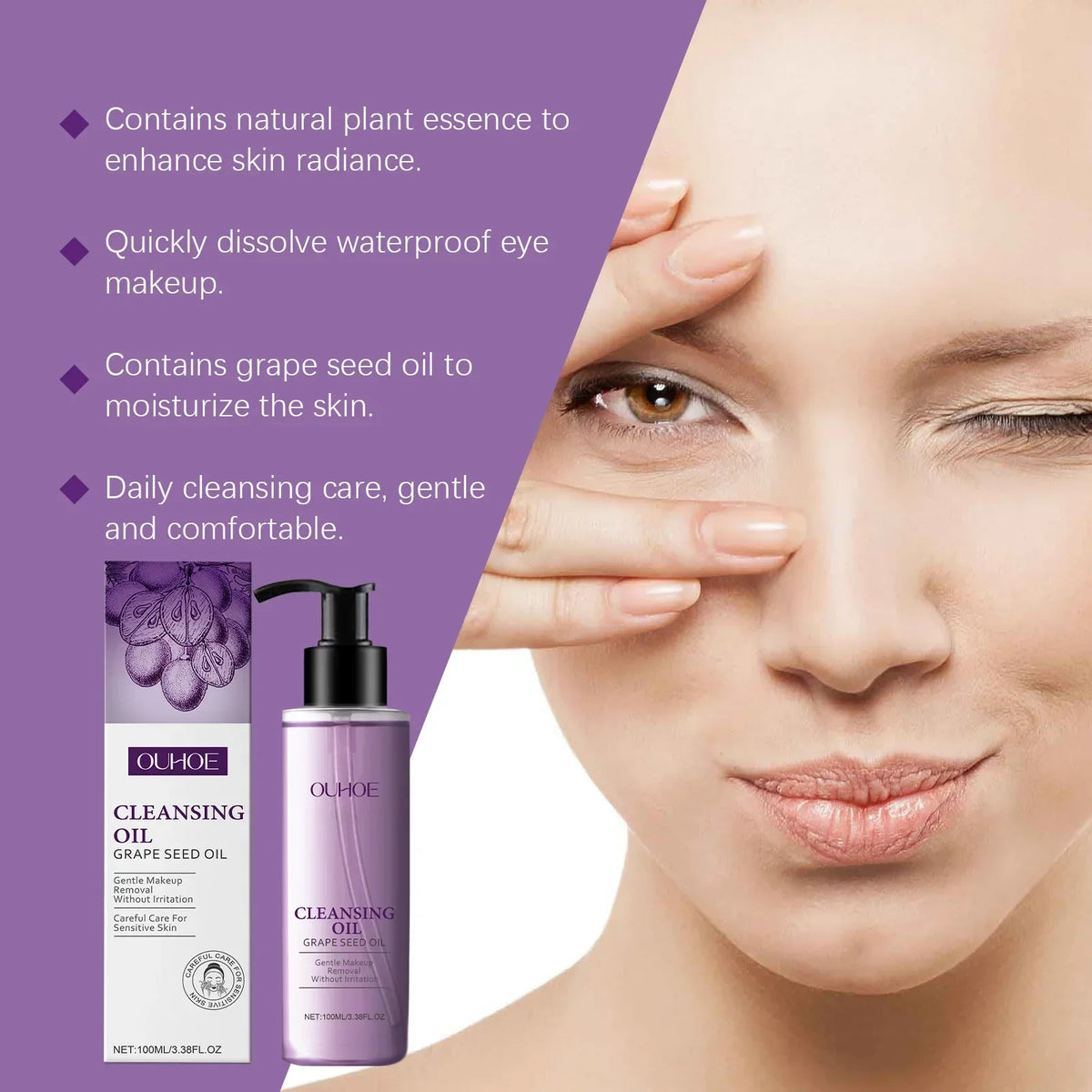 Qme Grape Seed Cleansing Oil – Makeup Remover Sensitive Skin Facial Cleansing Oil Qme