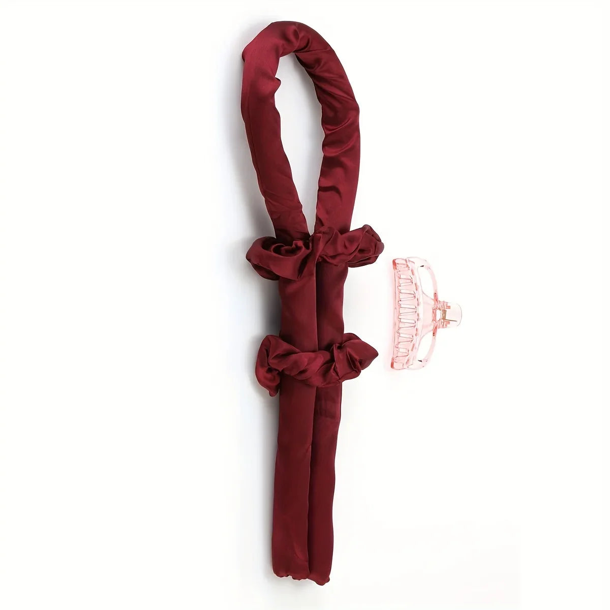 Heatless Curling Rod Headband – No Heat Silk Curl Ribbon Heatless Hair Curler Qme Burgundy
