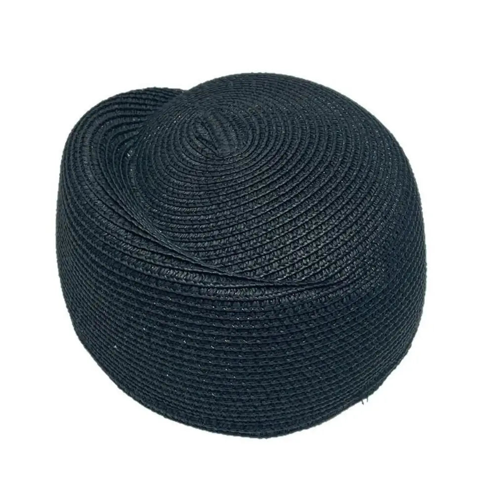 Vintage Straw Pillbox Fedora Hat – Classic Beret Style Straw Fedora Hat Qme