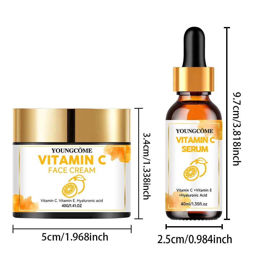 YOUNGCOME Vitamin C Brightening Face Cream & Serum Set Vitamin C Face Serum Qst 40ml 40g