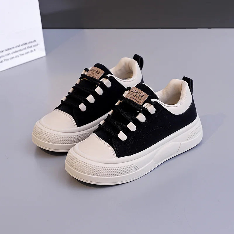 Women's Platform Lace-Up Sneakers – Soft Non-Slip Walking Shoes Platform Sneakers Qst