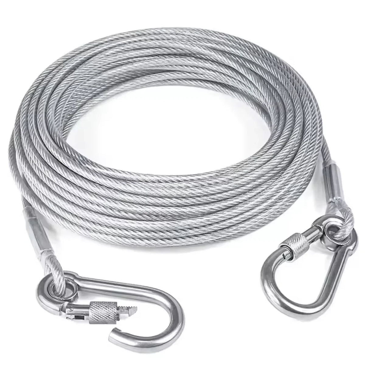 Double-Headed Dog Tie Out Cable Leash | Stainless Steel Dog Tie Out Cable Qme Silver 500cm