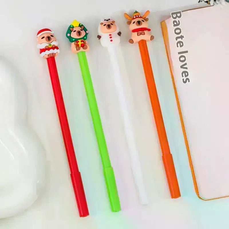 Christmas Capybara Gel Pen – Cute Kawaii Cartoon Stationery Kawaii Gel Pen Qme