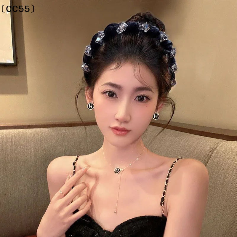 Crystal Velvet Headband – Vintage French Style Hair Hoop Hair Headband Qst