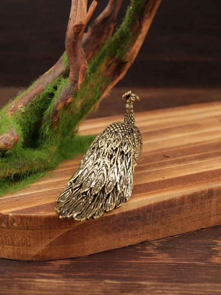 Brass Peacock Ornament Statue – Chinese Handicraft Home Decor Decorative Statue Qme