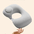 U-Shaped Inflatable Travel Neck Pillow – Portable & Compact Inflatable Travel Pillow Qme GRAY