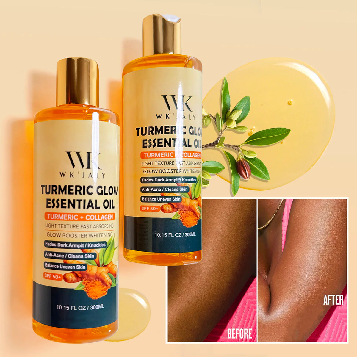 WK'JALY Turmeric Glow Body Oil – Brightening & Moisturizing Brightening Body Oil Qst