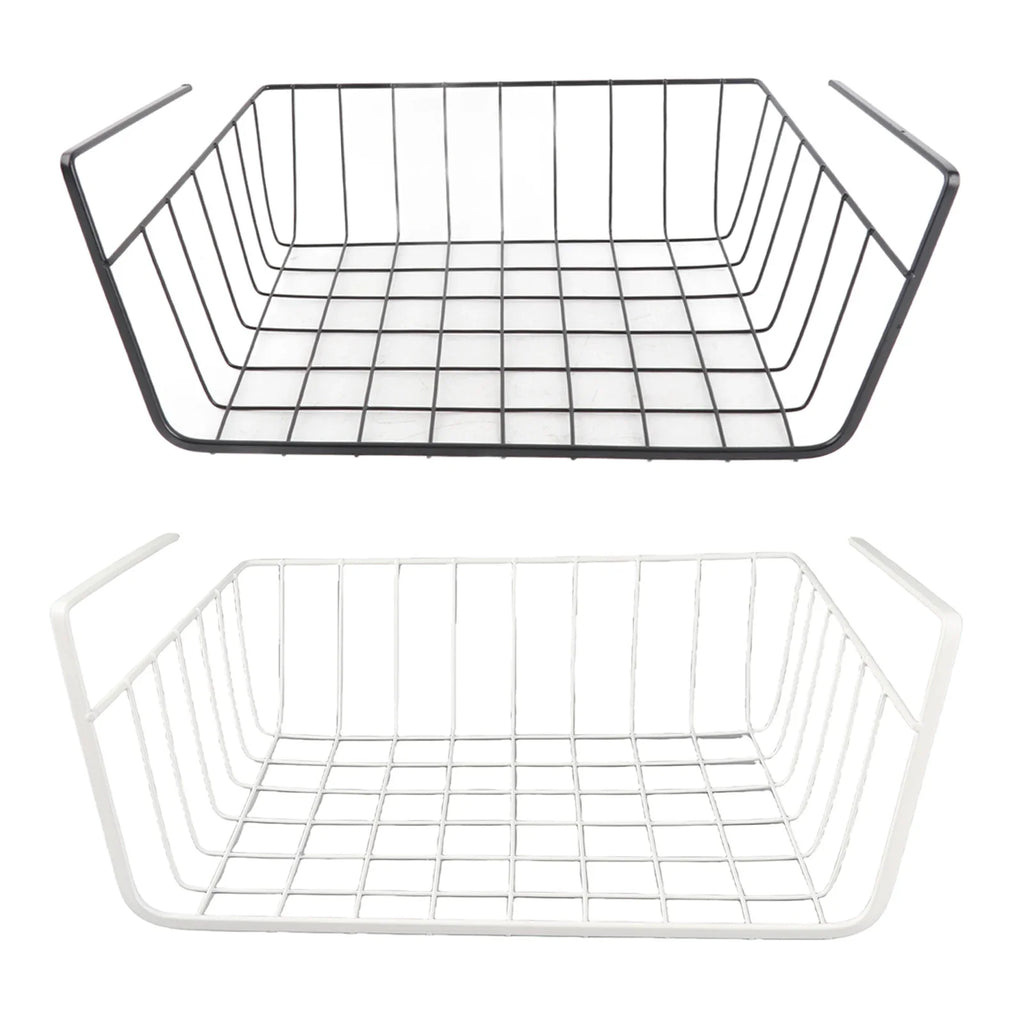 Under Shelf Wire Basket – Large Capacity All-Metal Storage Under Shelf Basket Qme