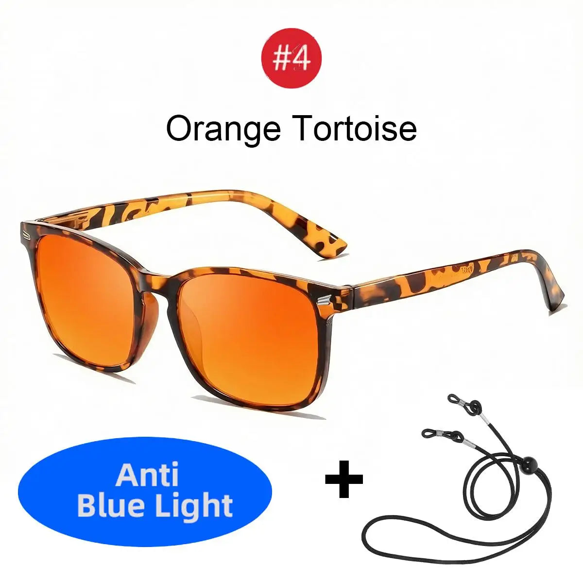 VOPHA S70 Red Lens Blue Light Blocking Glasses – Unisex Square Blue Light Glasses Qst Orange Tortoise