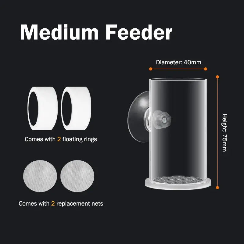 Transparent Acrylic Fish Tank Food Feeder Cup | Aquarium Accessory Aquarium Feeder Cup Qme Medium