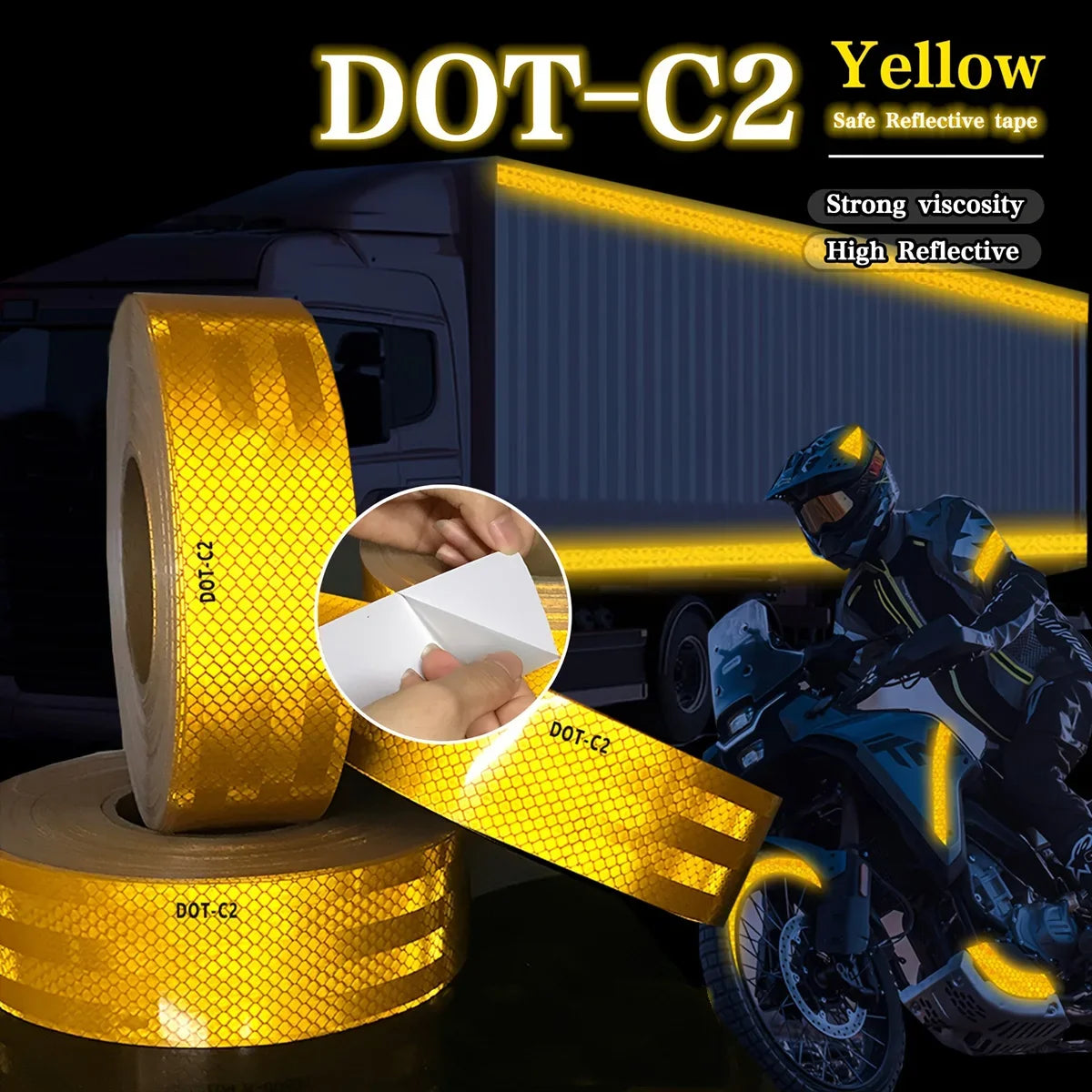 Yellow Prismatic Reflective Tape – Waterproof Safety Sticker Reflective Safety Tape Qme