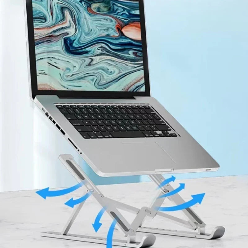 Foldable Laptop Stand | 10-Level Adjustable Plastic Holder – Qme Laptop Stand Qme