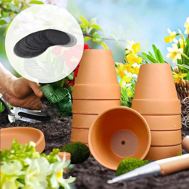 Pot Drainage Hole Mesh Pads – Bonsai & Planter Soil Screens Drainage Mesh Pads Qme
