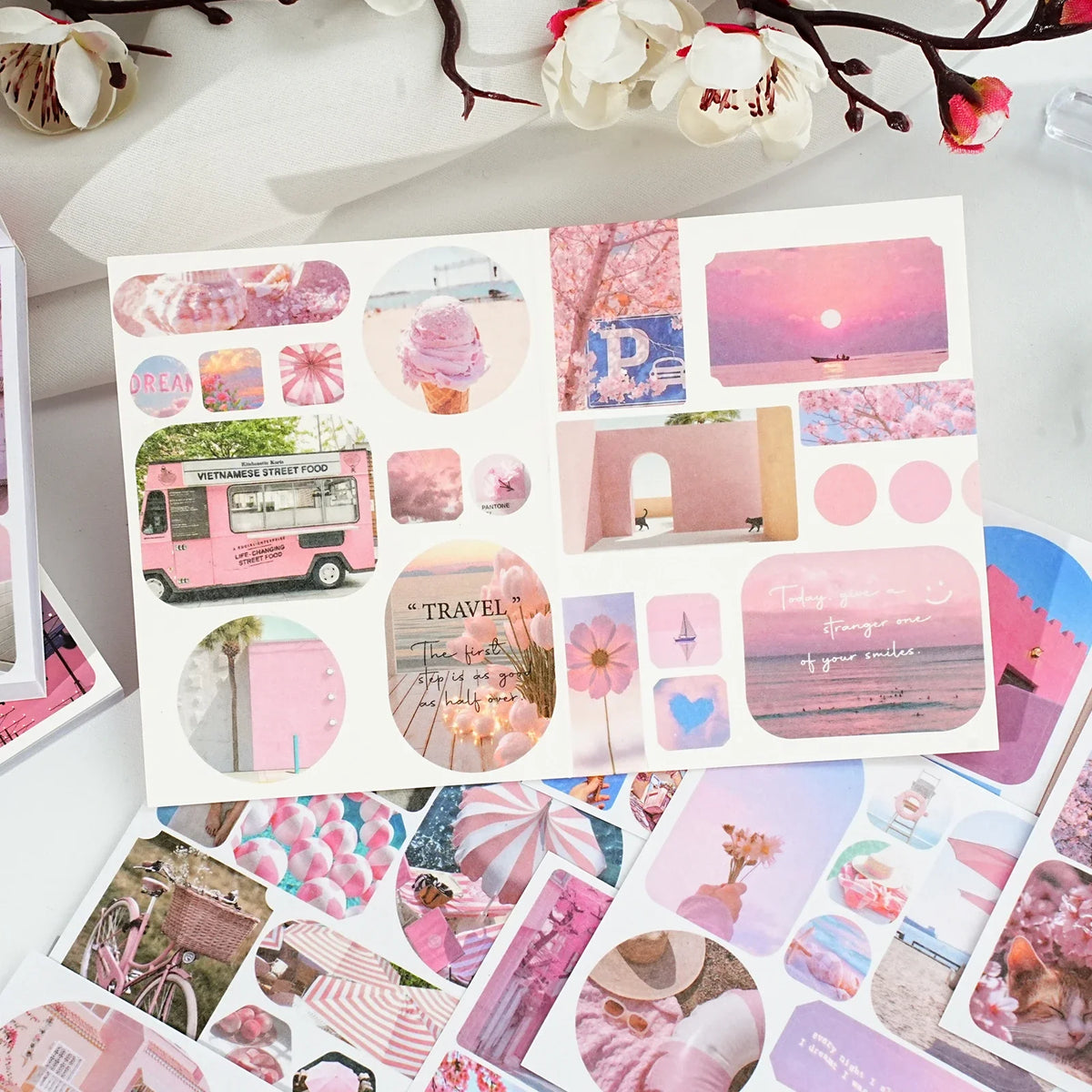 Korean Landscape Sticker Book – 40pc Scrapbooking Journal Stickers Decorative Sticker Book Qme