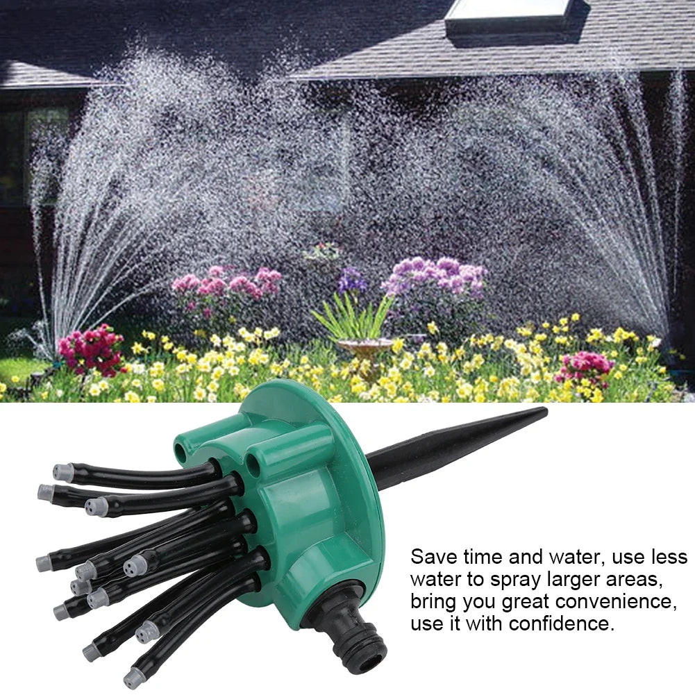360° Rotating Garden Sprinkler 12 Multi-Head Auto Irrigation Garden Sprinkler Qme