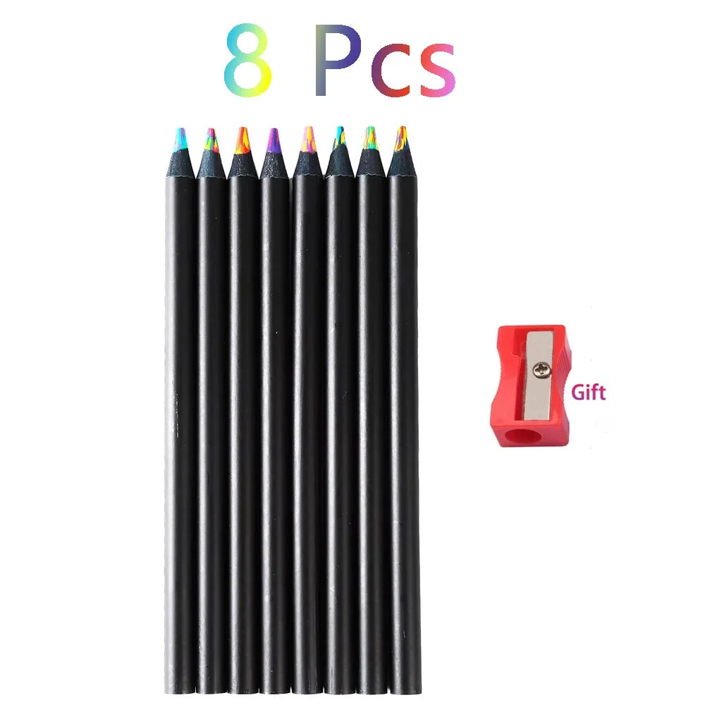 Rainbow Gradient Pencils 8 & 16 Pack – No-Dust, Dreamy Colors Colored Pencil Set Qme 8 colors