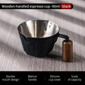 Bincoo 90ml Dual Spout Coffee Measuring Cup – Wooden Handle Coffee Measuring Cup Qst Black