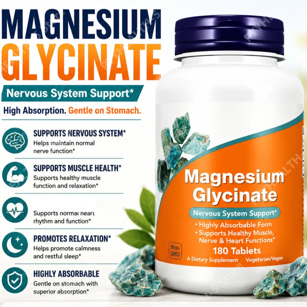 Magnesium Glycinate 180 Tablets – Chelated Bisglycinate Daily Mineral Mineral Supplement Qst