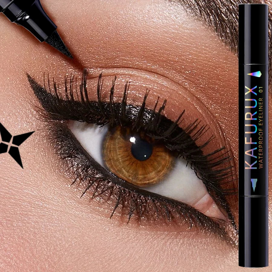 Double Head Star Stamp Waterproof Eyeliner Pen – 3 Colors Stamp Eyeliner Pen Qme