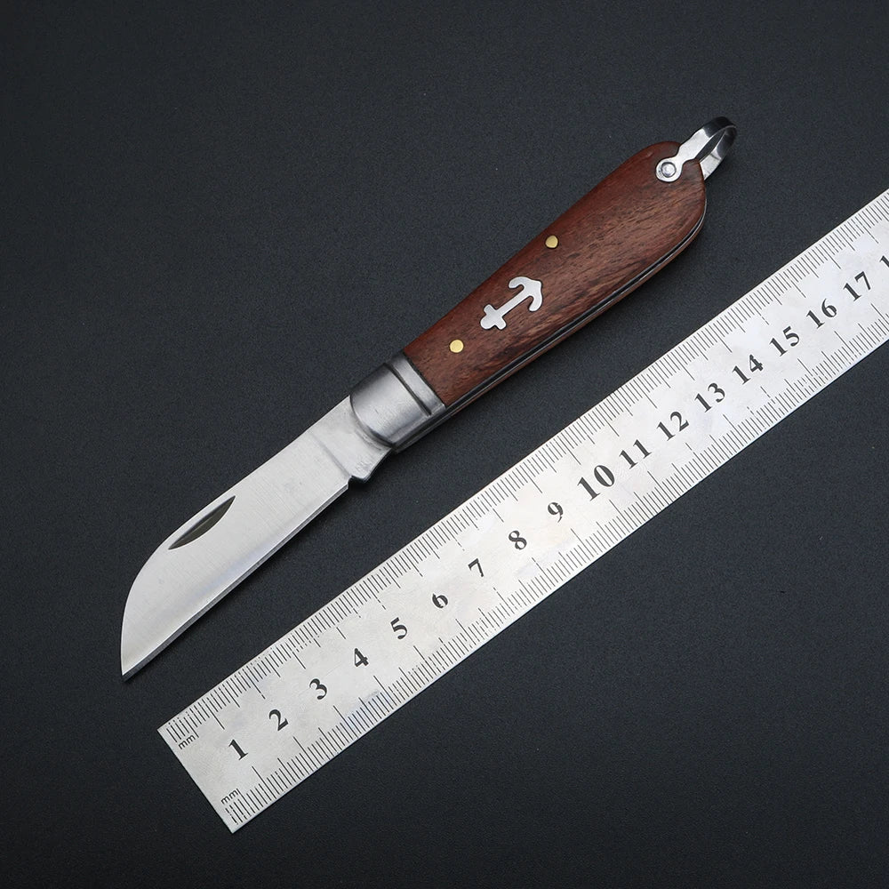 XUANFENG Damascus Folding Knife – Sandalwood Handle EDC Folding Pocket Knife Qst