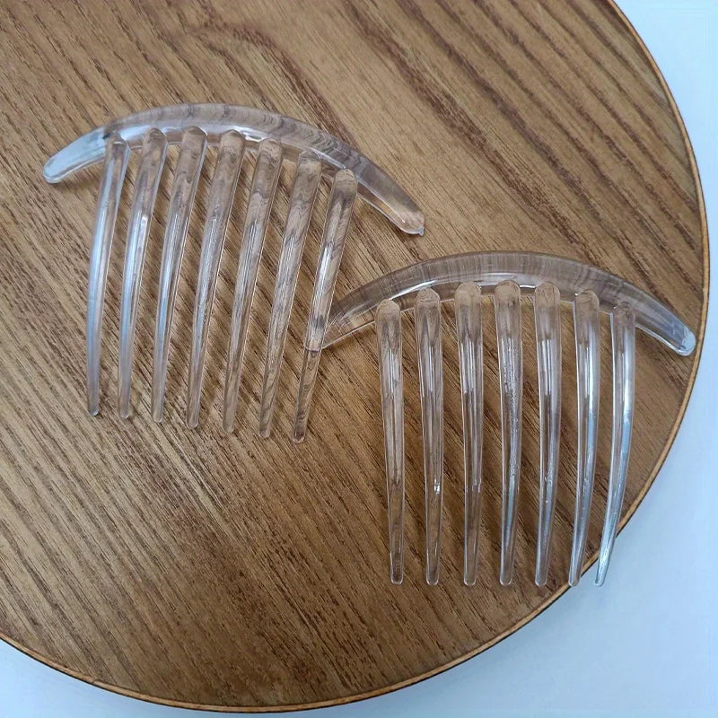 Seven-Tooth Comb Brush for All Hairstyles – Durable Plastic Hair Comb Brush Qme Transparent 2 Packs