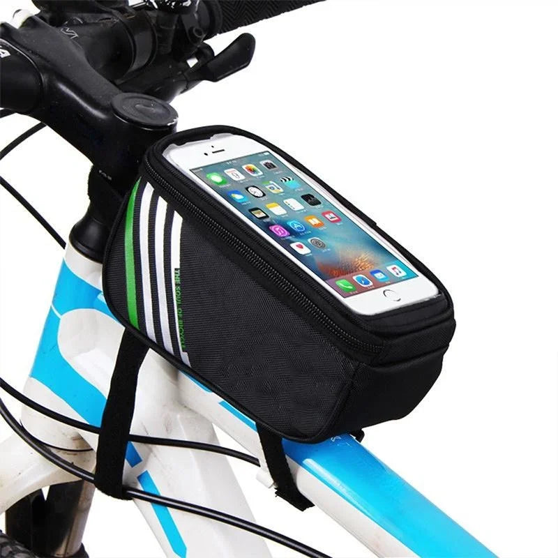 Rainproof Bike Frame Bag Front Tube Cycling Phone Case Cycling Phone Bag Qme black