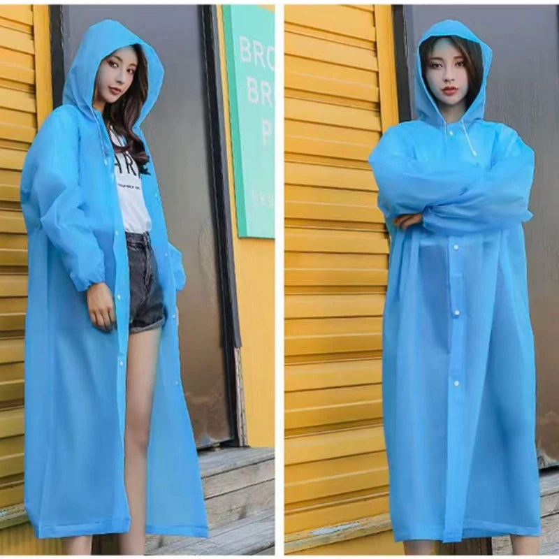 Waterproof Hooded EVA Rain Jacket – Unisex Long Raincoat Rain Jacket Poncho Qst