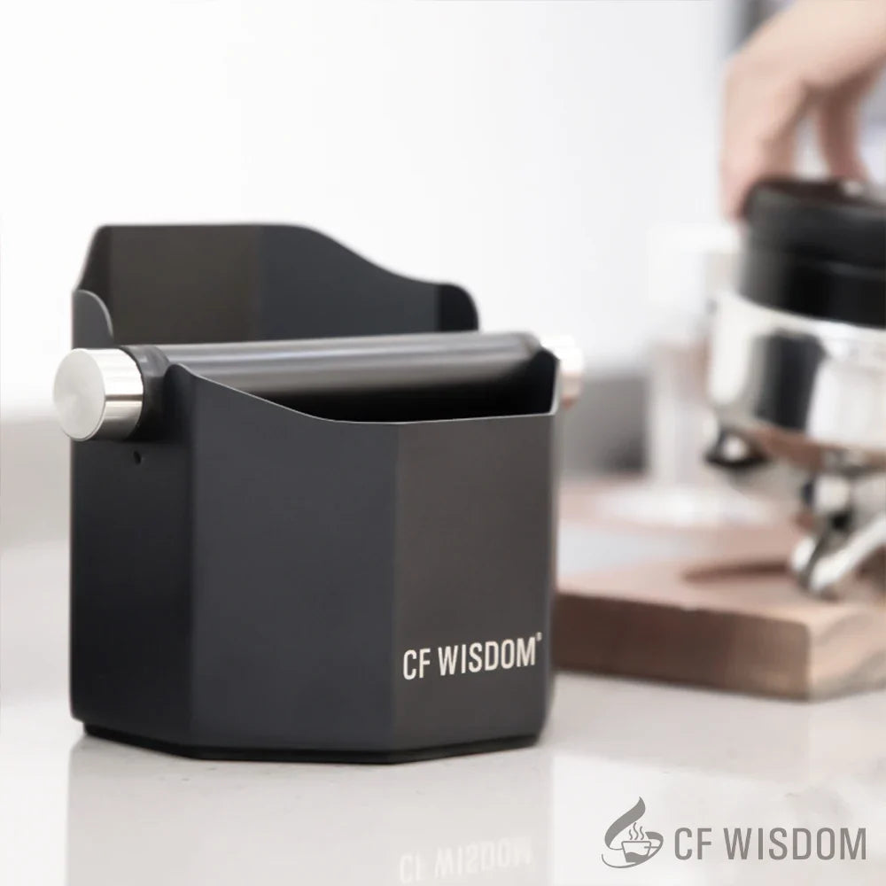 CF WISDOM Espresso Knock Box – Stainless Steel Coffee Grounds Bin Espresso Knock Box Qme