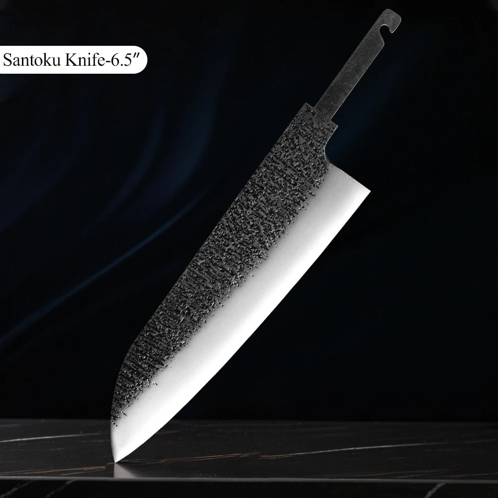 TURWHO VG10 Chef Knife Blank Blade – DIY Hand Forged Steel Knife Blank Blade Qst 6.5 inch Santoku