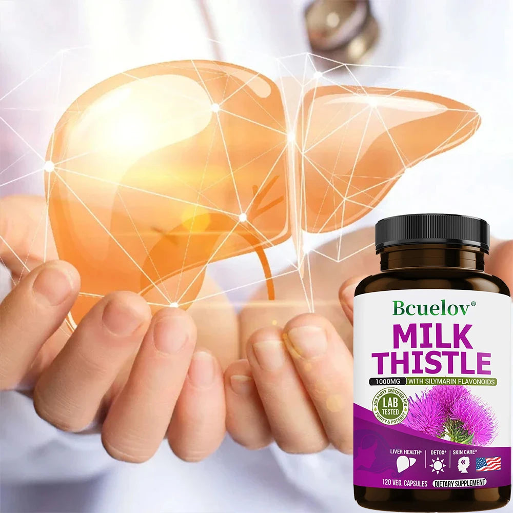 Milk Thistle Liver Cleanse Detox Capsules – Men & Women Herbal Supplement Qst
