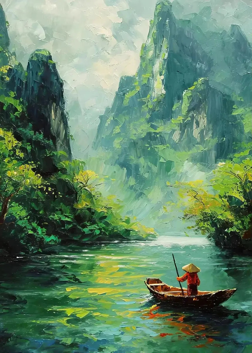 Watercolor Landscape Canvas Print – Mountain Forest Lake Wall Art Canvas Wall Art Qst SKU-05 40x60cm Unframed