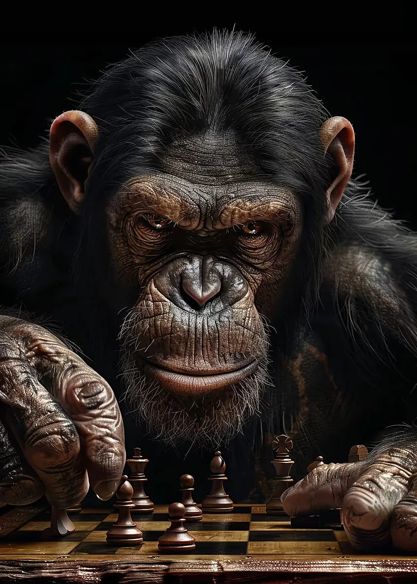 Wild Animals Chess Canvas Wall Art Poster – Tiger Lion Bear Canvas Wall Art Qst xx-2 40x50cm Unframed