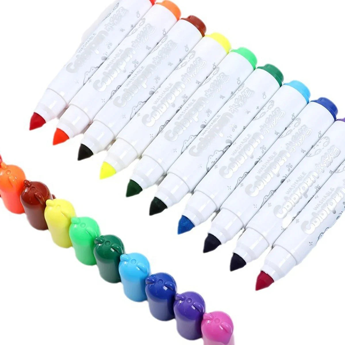 Washable Watercolor Brush Marker Pens for Kids – 12 or 18 Colors Kids Brush Markers Qme