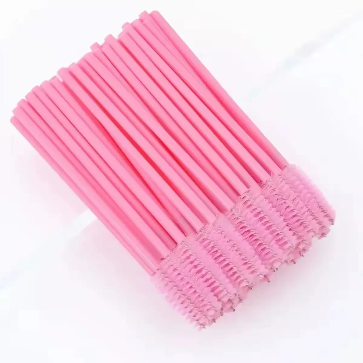 50-Pack Disposable Spoolie Eyebrow & Eyelash Wand Brushes Disposable Spoolie Wands Qme 50PCS Pink