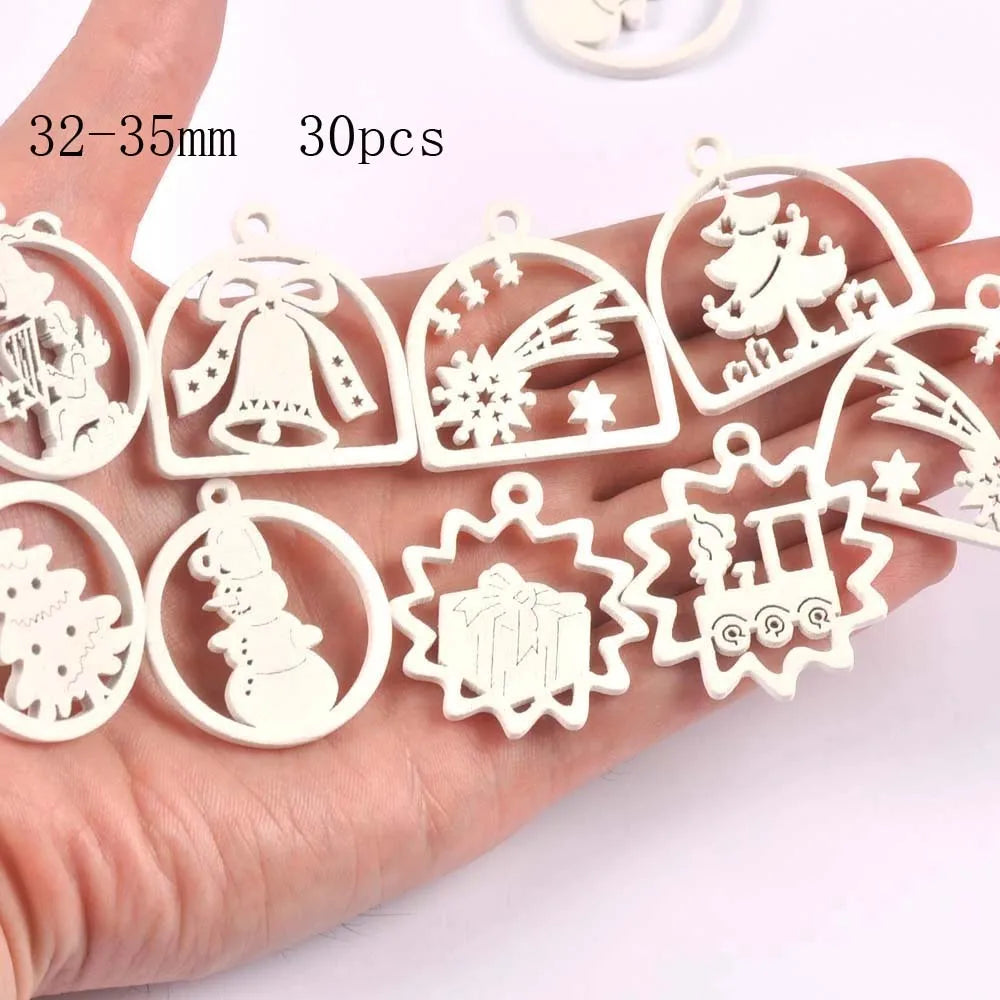 White Wooden Christmas Tree Shapes – DIY Craft & Scrapbooking Wooden Craft Shapes Qme 32-35mm 30pcs 1
