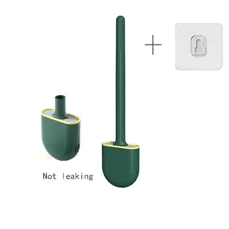 Wall Mounted Silicone Toilet Brush – Flexible Flat Head Silicone Toilet Brush Qme green