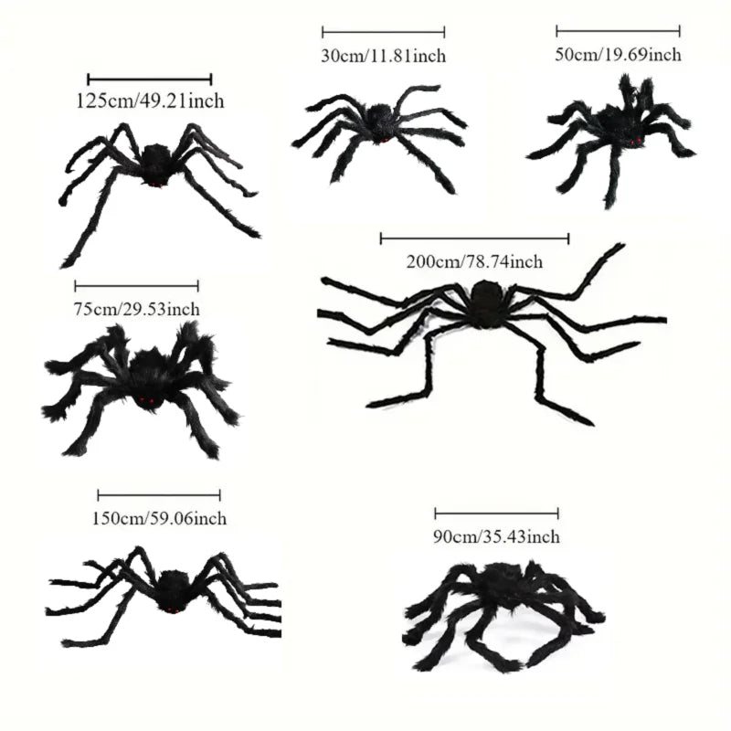 Big Plush Spider Halloween Decoration – Lifelike Cobweb Prop Halloween Decoration Qme